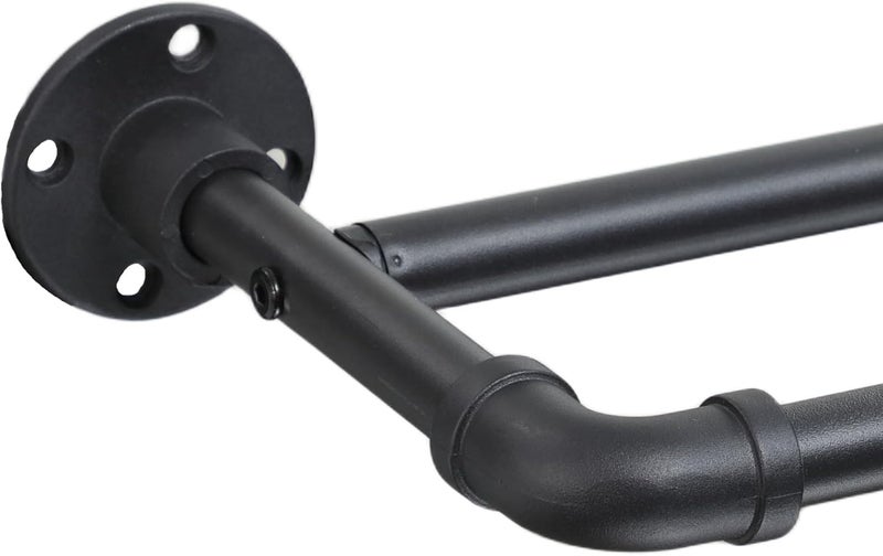 TwinkleTool Industrial Double Curtain Rods for Windows 31 to 52 Inch, Adjustable Telescoping 1 Inch Black Double Curtain Rod Set Heavy Duty Blackout Wrap Around Curtain Rods for Living room, Sliding Glass Door - Image 1